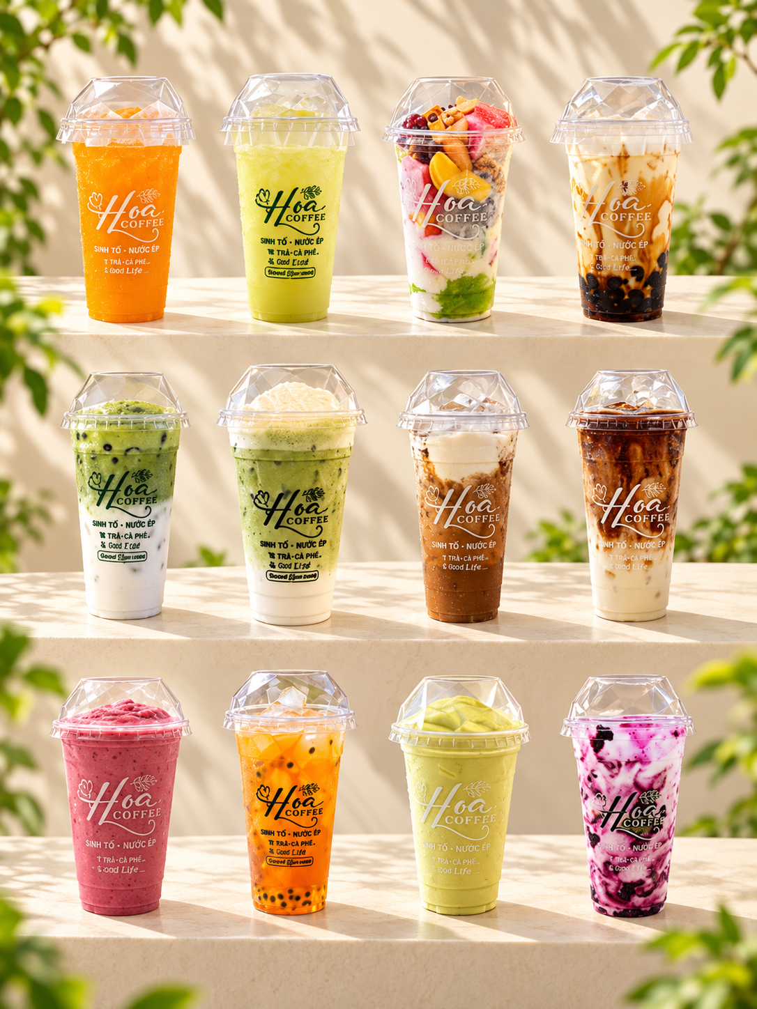 Sắc màu từ quán Hoa — bộ ảnh minh hoạ 12 món tại Hoa Coffee
